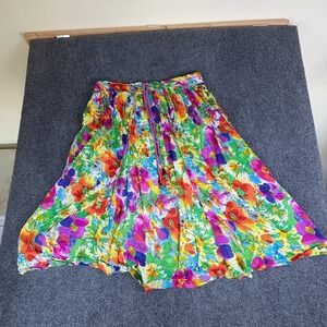 Vintage Short Circuit A Line Skirt Womens Medium Multicolor Floral Pleated Boho